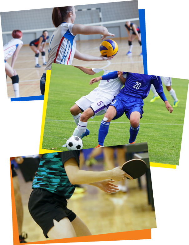 バレーボール・サッカー・卓球のチームユニフォーム着用例